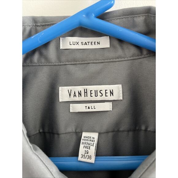 Van Heusen men’s Wrinkle Free Dress Shirt long sleeved size 19 35/26 Tall Gray - Picture 2 of 7